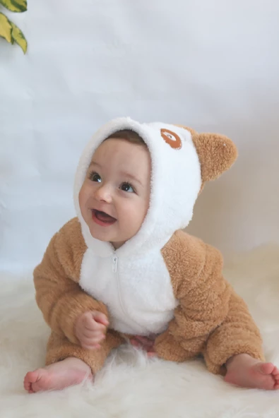 Welsoft Peluş Unisex Fermuarlı Kışlık Bebek Uyku Tulumu Bebek Tulumu Çocuk Tulumu Çocuk Kostümü - 5
