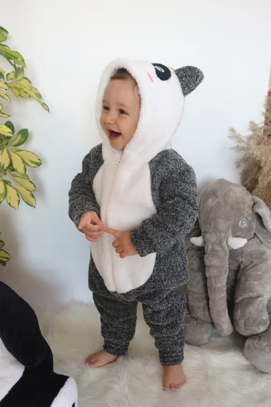 Welsoft Peluş Unisex Fermuarlı Kışlık Bebek Uyku Tulumu Bebek Tulumu Çocuk Tulumu Çocuk Kostümü - 6