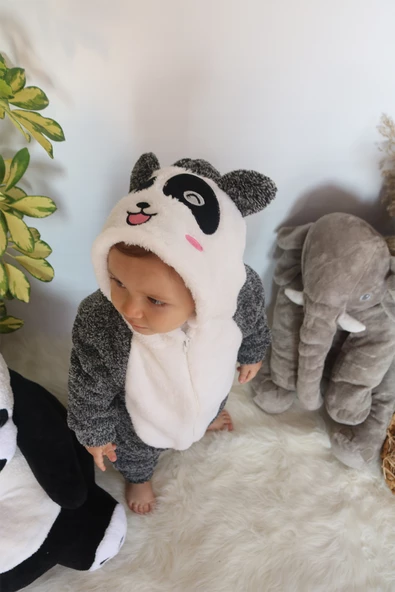 Welsoft Peluş Unisex Fermuarlı Kışlık Bebek Uyku Tulumu Bebek Tulumu Çocuk Tulumu Çocuk Kostümü - 11