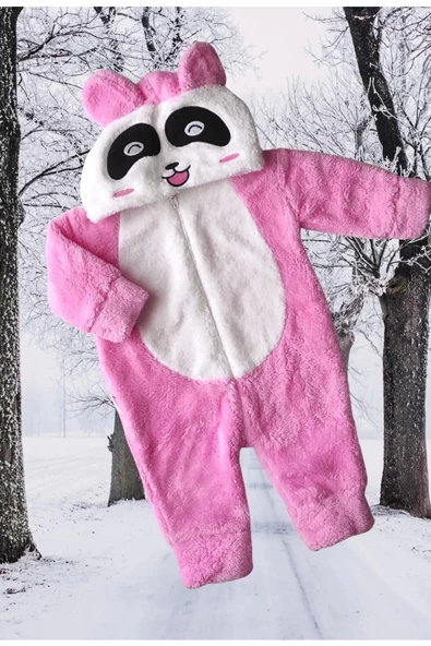 Welsoft Peluş Unisex Fermuarlı Kışlık Bebek Uyku Tulumu Bebek Tulumu Çocuk Tulumu Çocuk Kostümü - 4