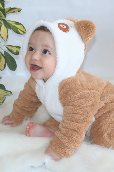 Welsoft Peluş Unisex Fermuarlı Kışlık Bebek Uyku Tulumu Bebek Tulumu Çocuk Tulumu Çocuk Kostümü - 10