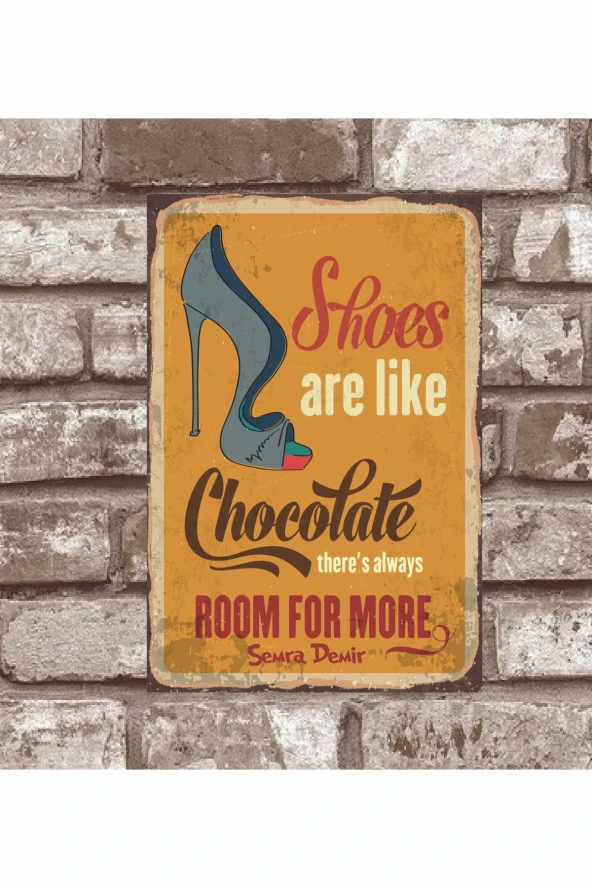 Retro225-kişiye Özel Çikolata-ve-ayakkabı-retro-vintage-metal-poster