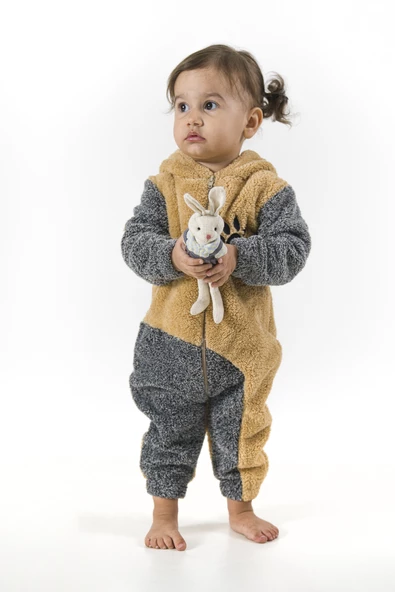 Welsoft Peluş Fermuarlı Kışlık Unisex Kız Erkek Bebek Uyku Tulumu Bebek Tulumu Çocuk Tulumu - 7
