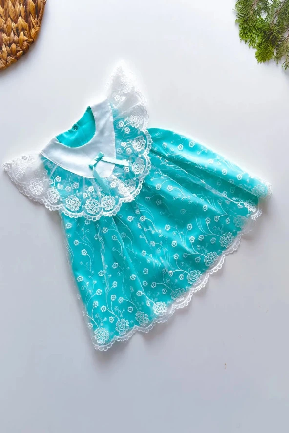 Yazlık Elbise Kısa Kollu Tüllü Tütü Astarlı Kız Çocuk Elbise Bebek Giyim Kız Bebek Elbise ELBFYN