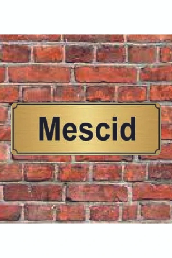 10X20 Cm Mescid Yazılı Metal Yönlendirme Levhası Altın