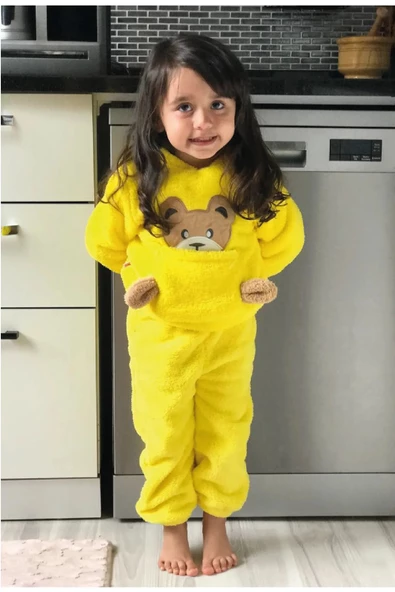 Welsoft Peluş Unisex Kışlık Bebek Takımları Çocuk Giyim Bebek Kıyafeti Çocuk Kostümü welsoft takım TKMWLS - 11