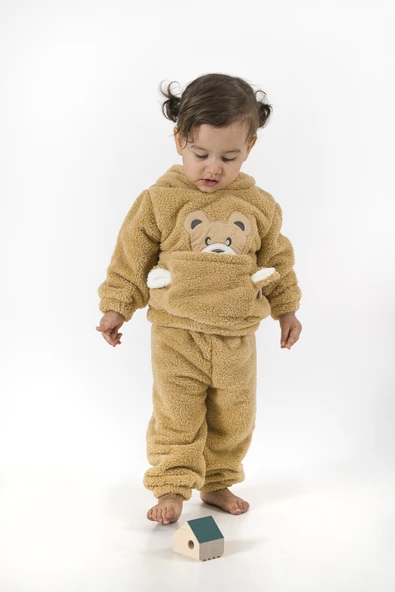 Welsoft Peluş Unisex Kışlık Bebek Takımları Çocuk Giyim Bebek Kıyafeti Çocuk Kostümü welsoft takım TKMWLS - 7