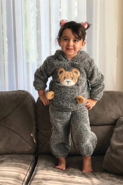 Welsoft Peluş Unisex Kışlık Bebek Takımları Çocuk Giyim Bebek Kıyafeti Çocuk Kostümü welsoft takım TKMWLS - 9