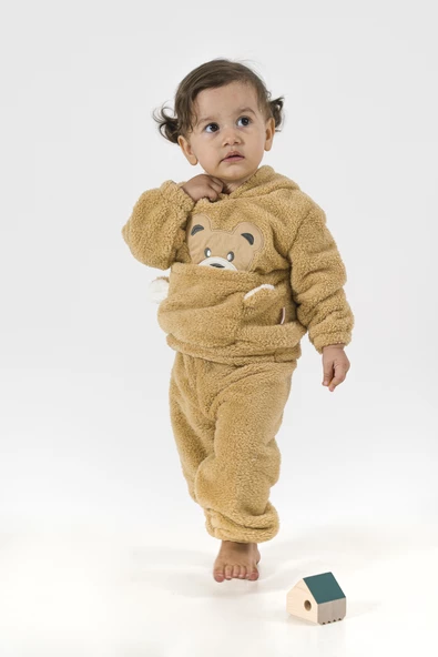 Welsoft Peluş Unisex Kışlık Bebek Takımları Çocuk Giyim Bebek Kıyafeti Çocuk Kostümü welsoft takım TKMWLS - 2