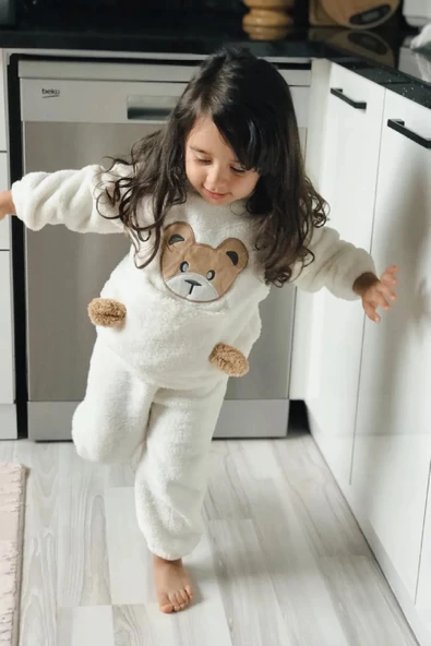 Welsoft Peluş Unisex Kışlık Bebek Takımları Çocuk Giyim Bebek Kıyafeti Çocuk Kostümü welsoft takım TKMWLS - 10