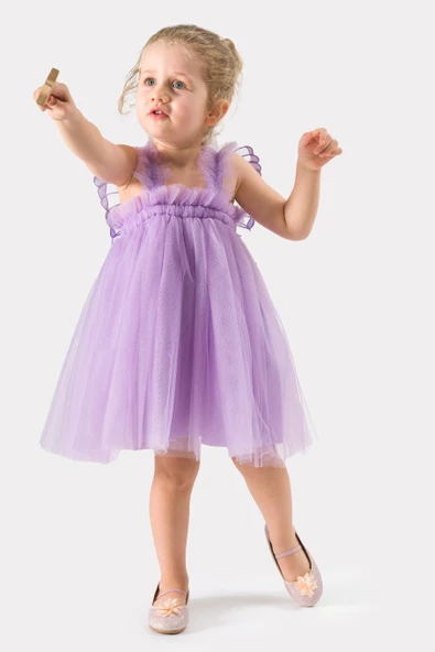 Kız Bebek Kız Çocuk Doğum Günü Parti Düğün Yazlık Elbise Tüllü Tütü Astarlı Bebek Takım Bebek Giyim - 7