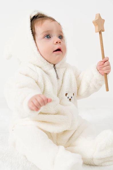 Welsoft Peluş Fermuarlı Kışlık Unisex Kız Erkek Bebek Uyku Tulumu Bebek Tulumu Çocuk Tulumu - 11