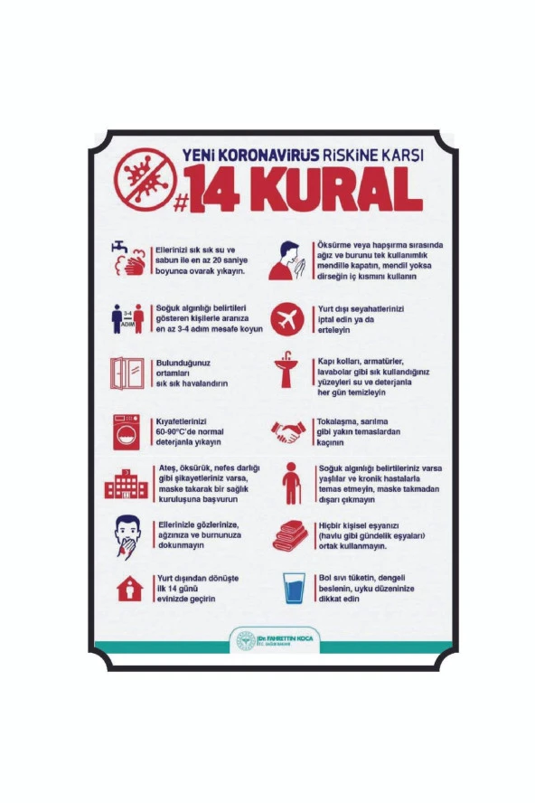 14 Kural Metal Uyarı Levhası