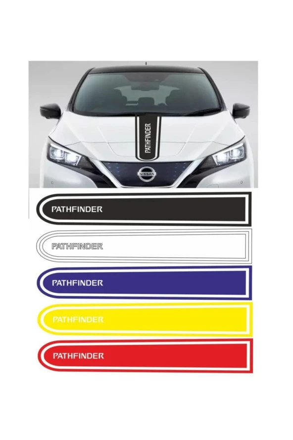 Nissan Pathfinder Logolu Otomobil Ön Kaput Şeridi Kaput Sticker Beyaz