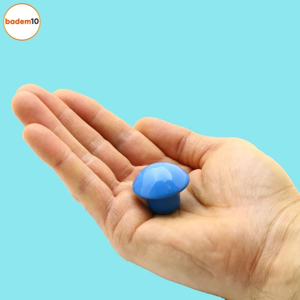 Mantar Düğme Mobilya Mutfak Çekmece Çocuk Odası Dolap Dolabı Kulbu Kulpu Kulpları Mavi Metal 10 Adet - Resim 2