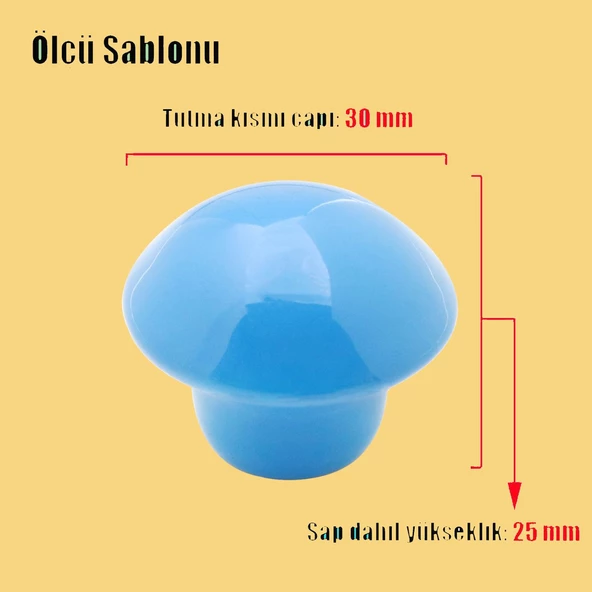 Mantar Düğme Mobilya Mutfak Çekmece Çocuk Odası Dolap Dolabı Kulbu Kulpu Kulpları Mavi Metal 10 Adet - Resim 3