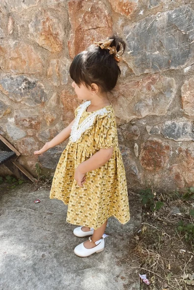 Yazlık Elbise Kısa Kollu Kız Çocuk Elbise Bebek Giyim Kız Bebek Elbise ELBKLB - 9