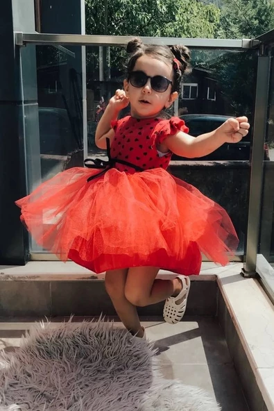 Yazlık Elbise Kısa Kollu Tüllü Tütü Astarlı Kız Çocuk Elbise Bebek Giyim Kız Bebek Elbise ELBKLP - 6