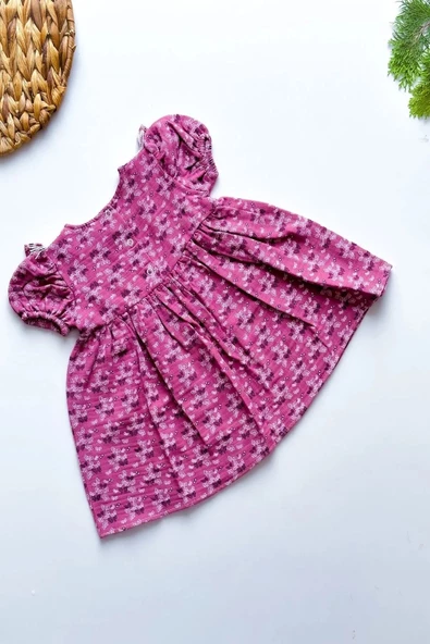 Yazlık Elbise Kısa Kollu Kız Çocuk Elbise Bebek Giyim Kız Bebek Elbise ELBKLB - 6