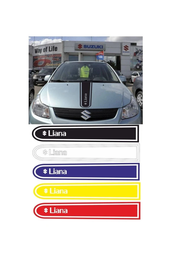 Suzuki Liana Logolu Otomobil Ön Kaput Şeridi Kaput Sticker Beyaz