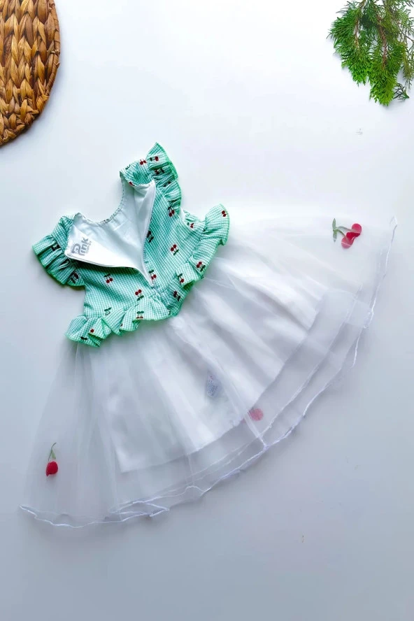 Yazlık Elbise Kısa Kollu Tüllü Tütü Astarlı Kız Çocuk Elbise Bebek Giyim Kız Bebek Elbise ELBKRZ - 3