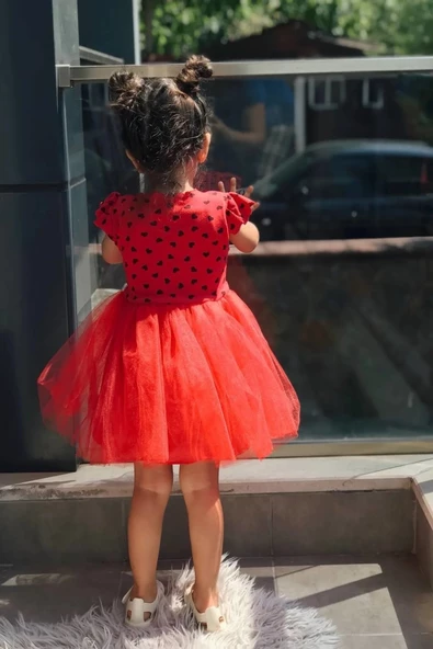 Yazlık Elbise Kısa Kollu Tüllü Tütü Astarlı Kız Çocuk Elbise Bebek Giyim Kız Bebek Elbise ELBKLP - 8