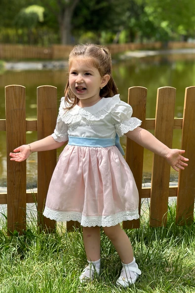 Yazlık Elbise Kısa Kollu Tüllü Tütü Astarlı Kız Çocuk Elbise Bebek Giyim Kız Bebek Elbise ELBYSATEN - 5