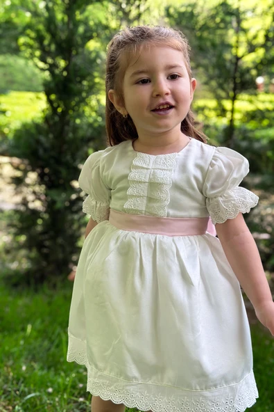 Yazlık Elbise Kısa Kollu Tüllü Tütü Astarlı Kız Çocuk Elbise Bebek Giyim Kız Bebek Elbise ELBYSATEN - 12