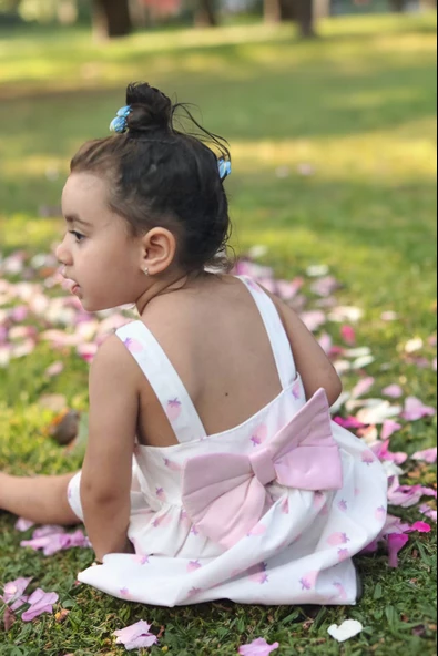 Yazlık Elbise Kısa Kollu Kız Çocuk Elbise Bebek Giyim Kız Bebek Elbise ELBYASKFYK - 2