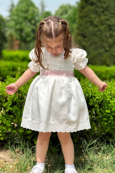 Yazlık Elbise Kısa Kollu Tüllü Tütü Astarlı Kız Çocuk Elbise Bebek Giyim Kız Bebek Elbise ELBYSATEN - 6