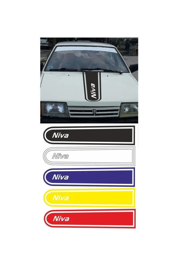 Lada Niva Logolu Otomobil Ön Kaput Şeridi Kaput Sticker Beyaz