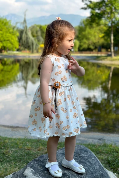 Yazlık Elbise Kısa Kollu Kız Çocuk Elbise Bebek Giyim Kız Bebek Elbise ELBCCKIP - 2