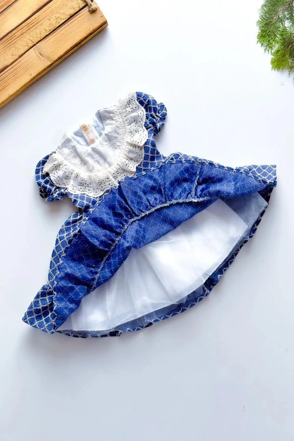 Yazlık Elbise Kısa Kollu Tüllü Tütü Astarlı Kız Çocuk Elbise Bebek Giyim Kız Bebek Elbise - 3