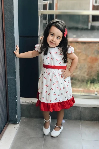 Yazlık Elbise Kısa Kollu Kız Çocuk Elbise Bebek Giyim Kız Bebek Elbise ELBCCKDSN - 7