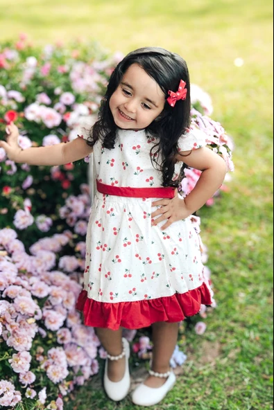 Yazlık Elbise Kısa Kollu Kız Çocuk Elbise Bebek Giyim Kız Bebek Elbise ELBCCKDSN - 3