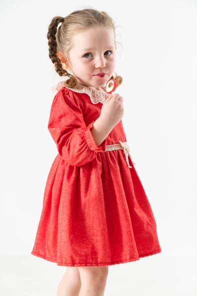 Kız Bebek Kız Çocuk Doğum Günü Parti Düğün Elbise Astarlı Çocuk Giyim Bebek Giyim ELBDNTLKMR - 4