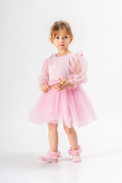 Kız Bebek Kız Çocuk Doğum Günü Parti Düğün Elbise Tüllü Tütü Astarlı Çocuk Giyim Bebek Giyim ELBUZNKNTA - 5