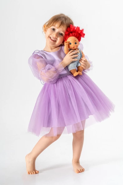 Kız Bebek Kız Çocuk Doğum Günü Parti Düğün Elbise Tüllü Tütü Astarlı Çocuk Giyim Bebek Giyim ELBUZNKNTA - 8