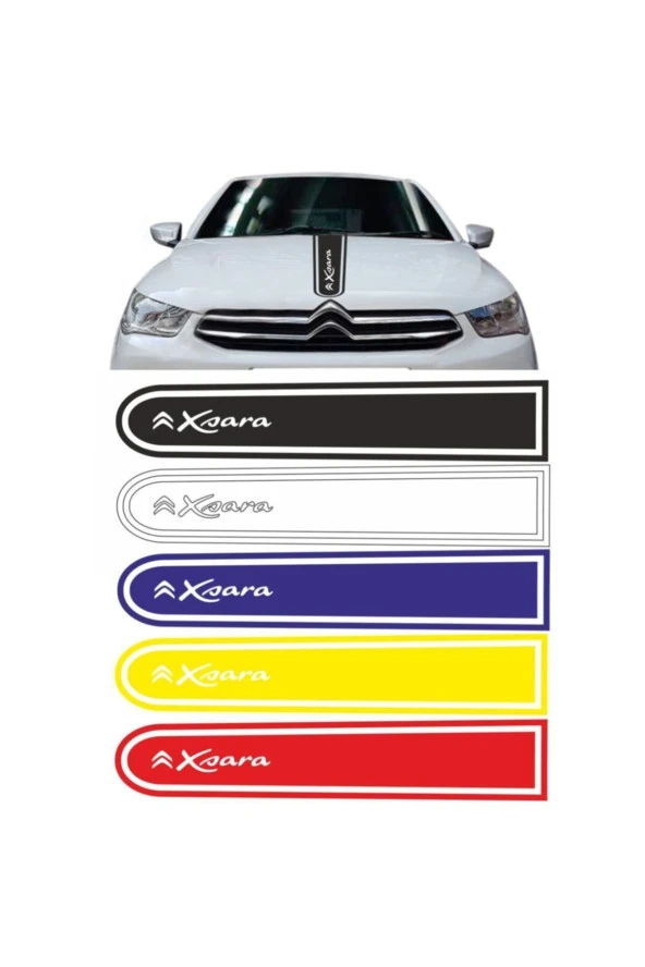 Citroen Xsara Logolu Otomobil Ön Kaput Şeridi Kaput Sticker Beyaz