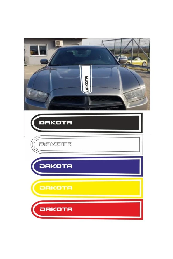 Dodge Dakota Logolu Otomobil Ön Kaput Şeridi Kaput Sticker Siyah
