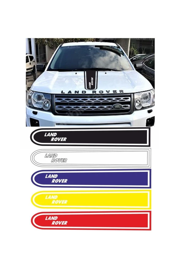 Land Rover Logolu Otomobil Ön Kaput Şeridi Kaput Sticker Beyaz