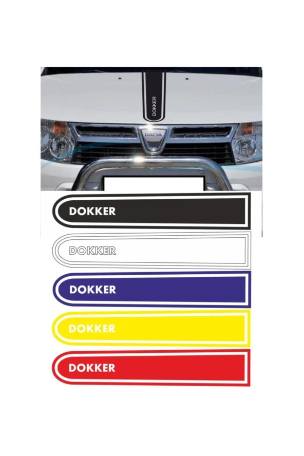 Dacia Dokker Logolu Otomobil Ön Kaput Şeridi Kaput Sticker Beyaz