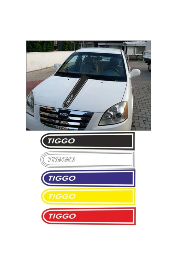 Chery Tiggo Logolu Otomobil Ön Kaput Şeridi Kaput Sticker Siyah Uyumlu