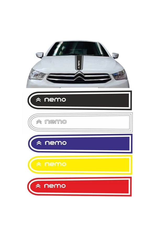 Citroen Nemo Logolu Otomobil Ön Kaput Şeridi Kaput Sticker Kırmızı