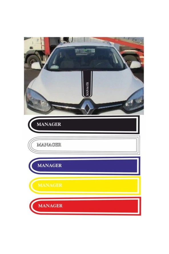 Renault Brodway Logolu Otomobil Ön Kaput Şeridi Kaput Sticker Siyah