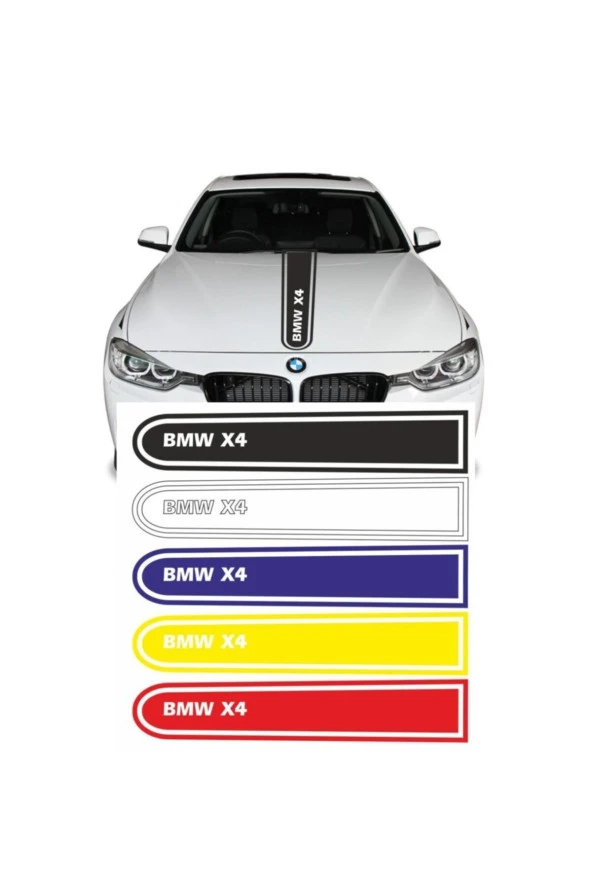 Bmw X4 Logolu Otomobil Ön Kaput Şeridi Kaput Sticker Siyah