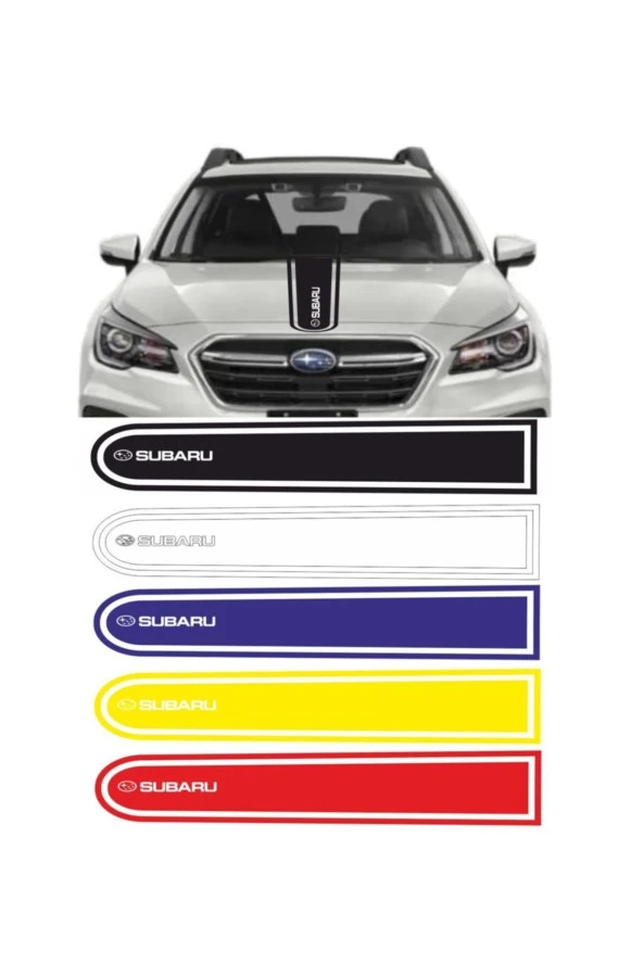 Subaru Logolu Otomobil Ön Kaput Şeridi Kaput Sticker Beyaz