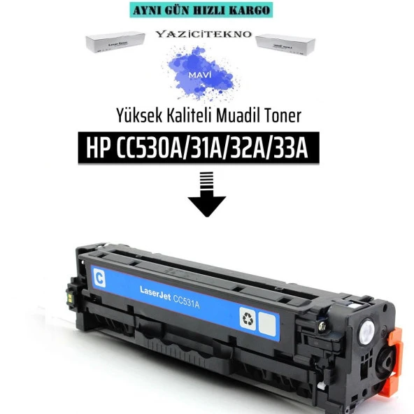 Hp Cc531A Mavi Muadil Toner /Np/304A/Cm2320/Cm2320N/Cp2025/Cm332 ürün görseli