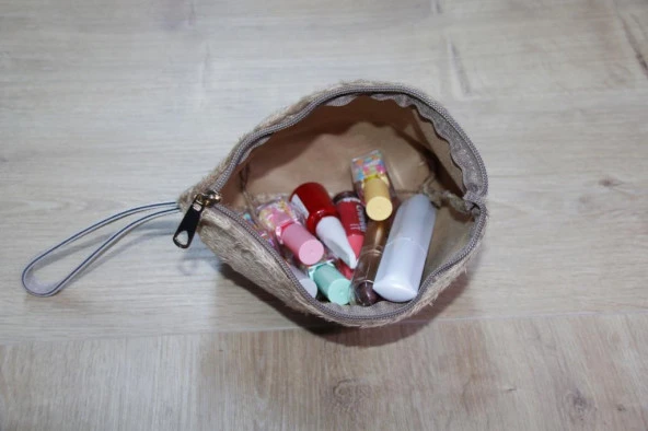 Pelüş Makyaj Çantası Orta Boy , Kozmetik Çantası, Makyaj Organizer, Makeup Bag - 5