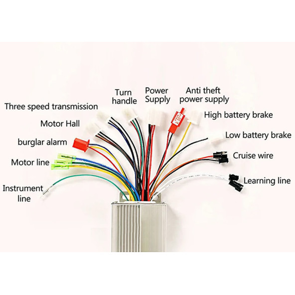 DC 36V / 48V 350W Fırçasız Motor Sürücü Scooter Elektrikli Bisiklet Beyin Bldc Hız Kontrol Kartı - 4